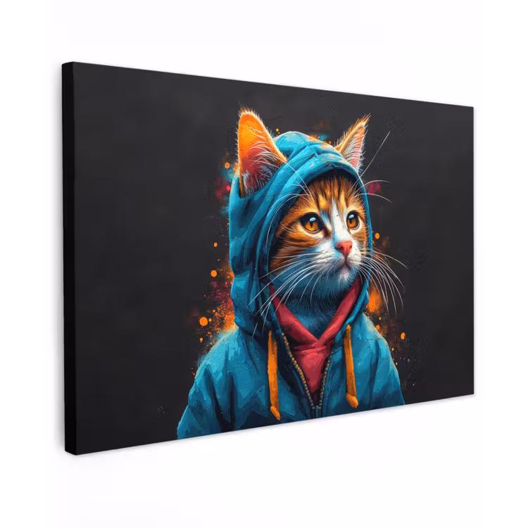 Canvas schilderij - Graffiti - Kat - Zwart - Jas — 1