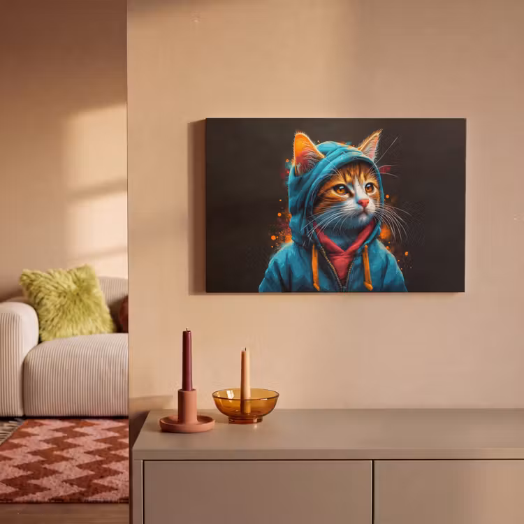 Canvas schilderij - Graffiti - Kat - Zwart - Jas — 2