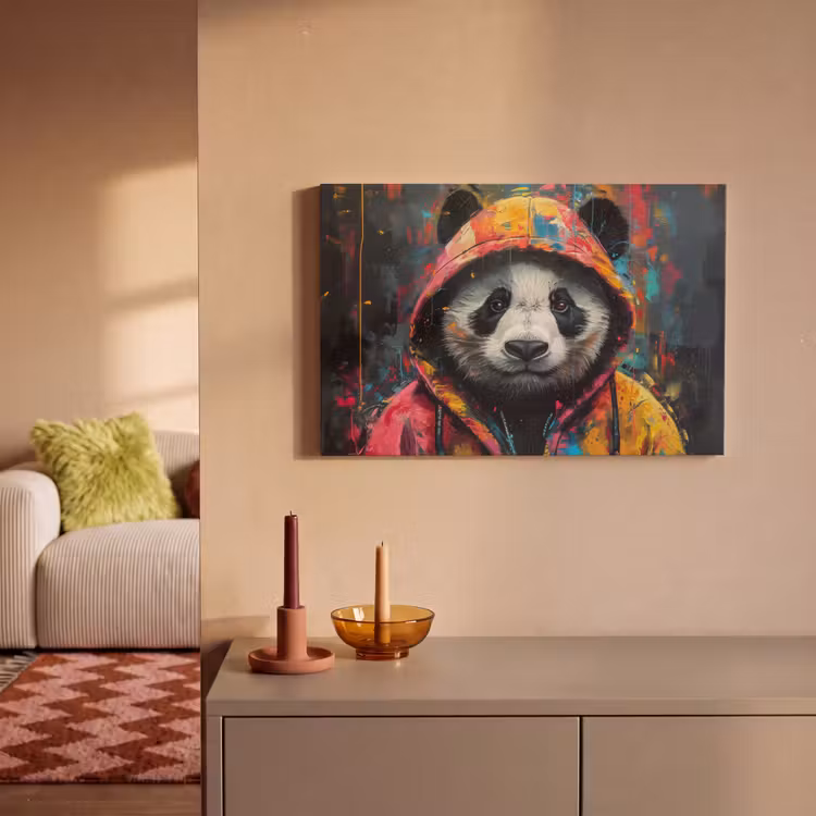 Canvas schilderij - Graffiti - Panda - Jas - Kleurrijk — 2