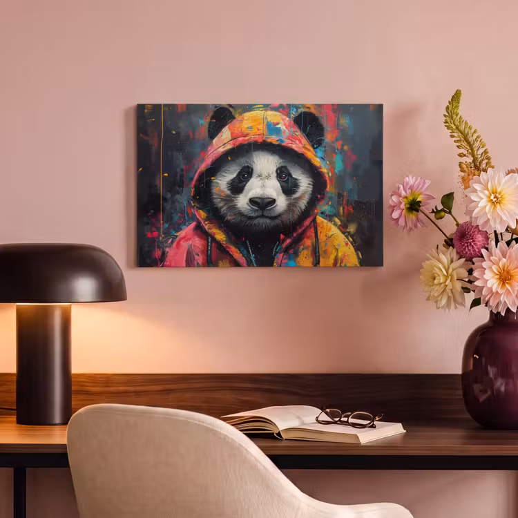 Canvas schilderij - Graffiti - Panda - Jas - Kleurrijk — 4
