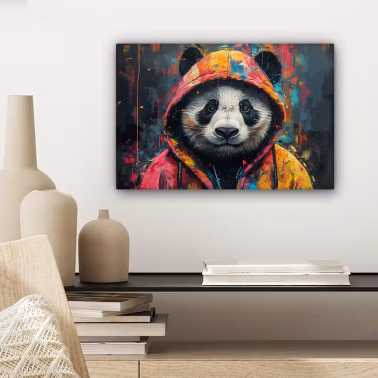 Canvas schilderij - Graffiti - Panda - Jas - Kleurrijk — 5