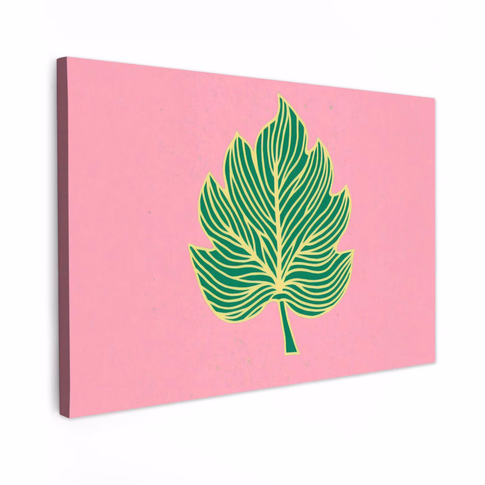 Canvas schilderij - Blad - Groen - Illustratie - Minimalistisch — 1