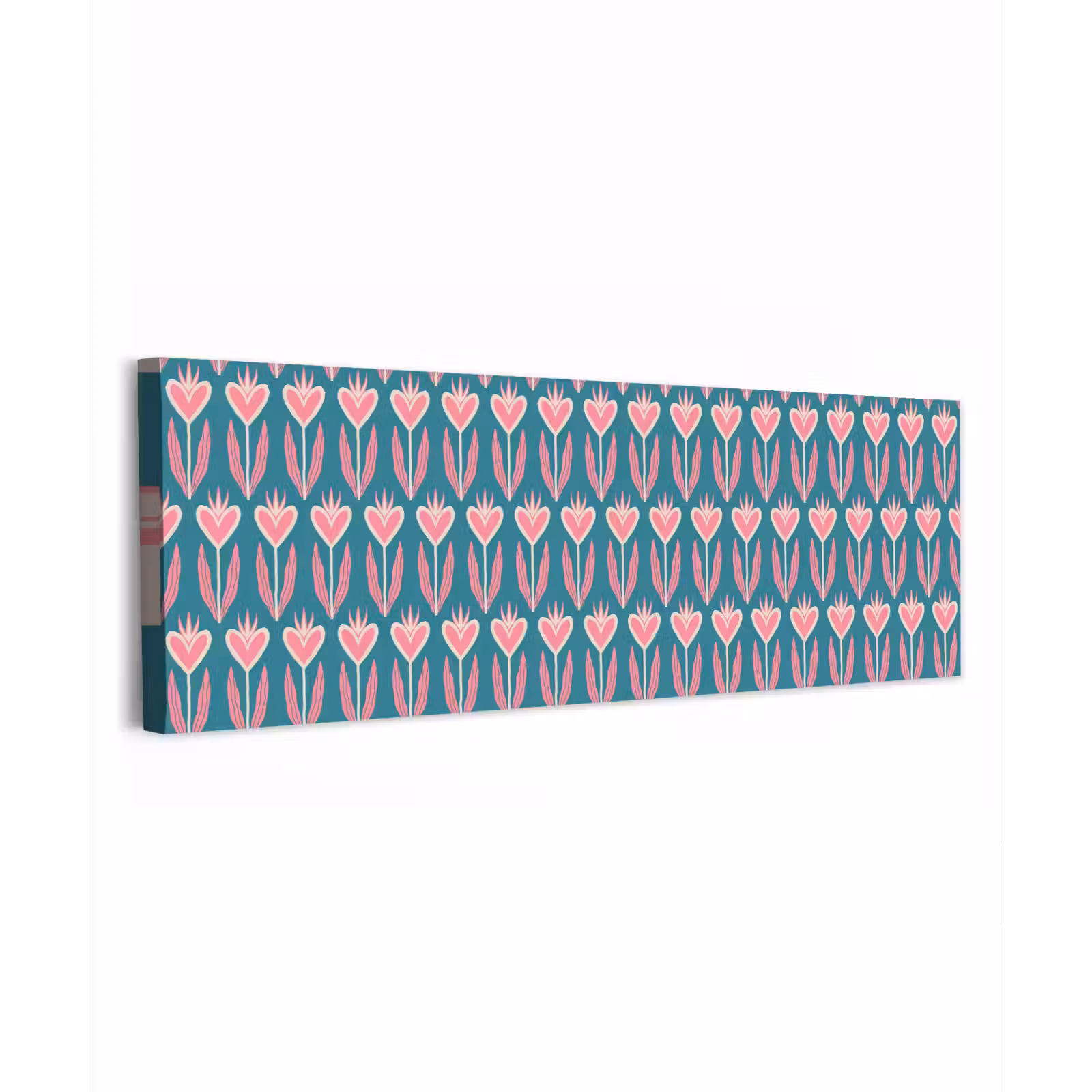 Canvas schilderij - Blauw - Retro - Patroon - Hartjes — 1