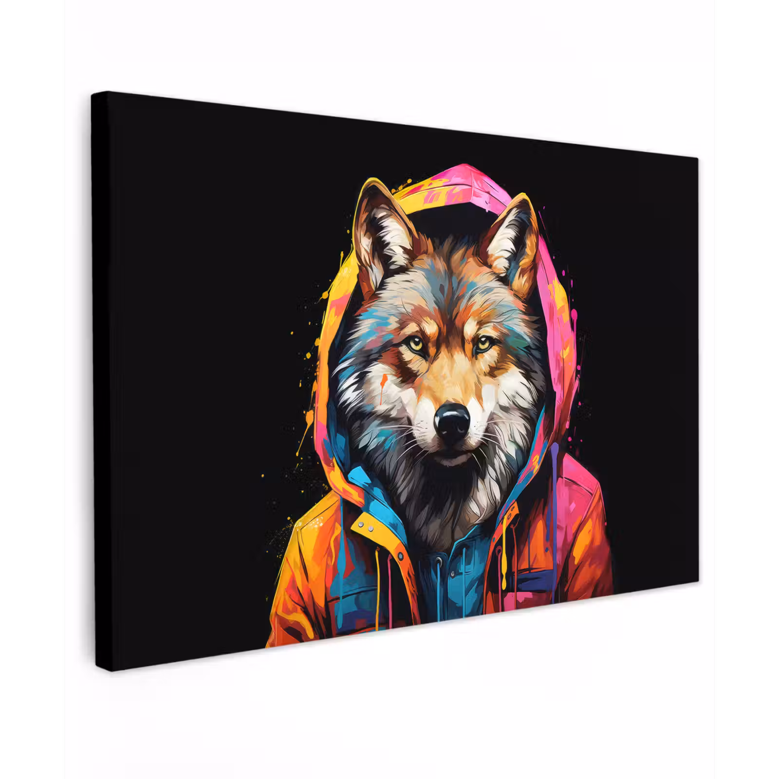 Canvas schilderij - Graffiti - Wolf - Jas - Zwart — 1