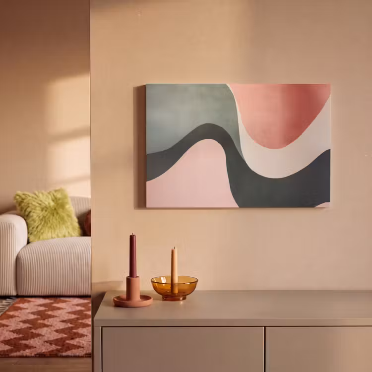 Canvas schilderij - Abstract - Golven - Sierlijk - Roze — 2