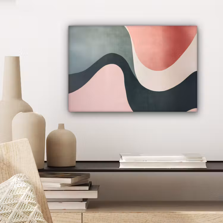 Canvas schilderij - Abstract - Golven - Sierlijk - Roze — 5