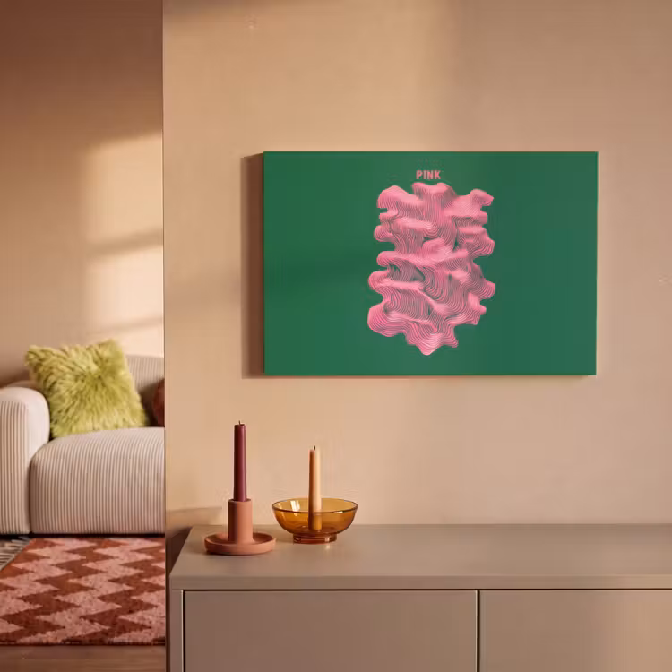Canvas schilderij - Abstract - Pink - Lijnen - Groen — 2