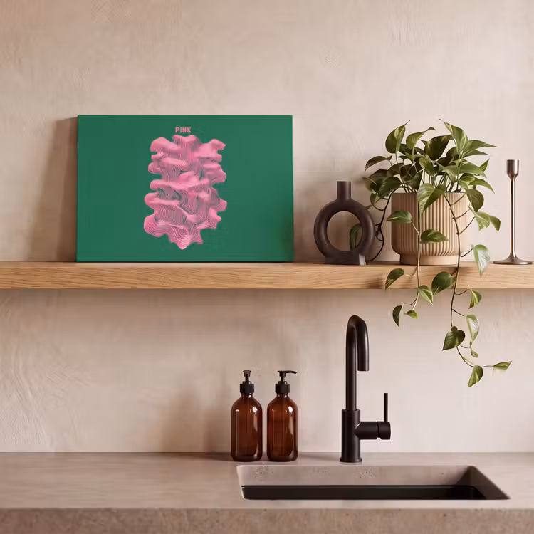 Canvas schilderij - Abstract - Pink - Lijnen - Groen — 3