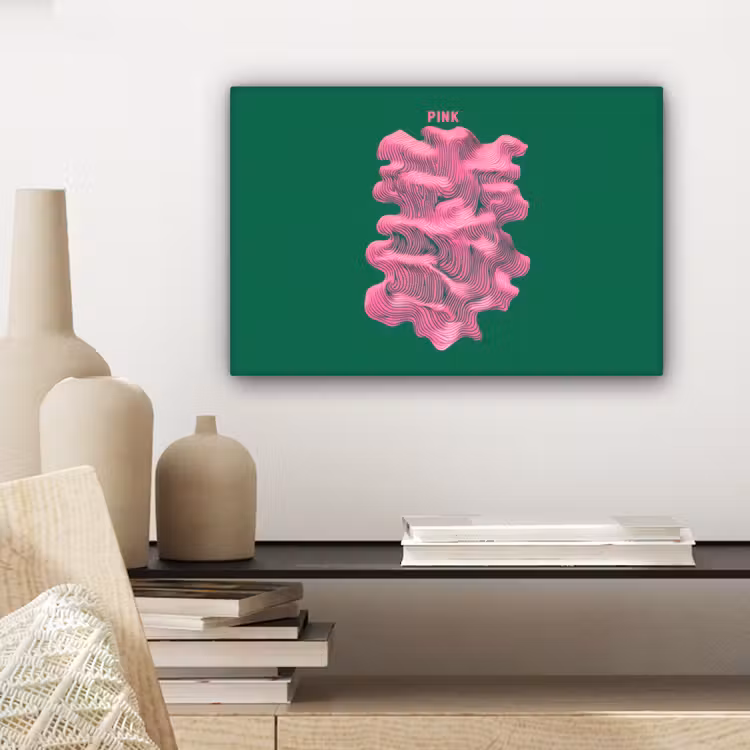 Canvas schilderij - Abstract - Pink - Lijnen - Groen — 5