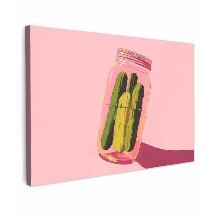Canvas schilderij - Augurken - Pot - Schaduw - Roze — 1