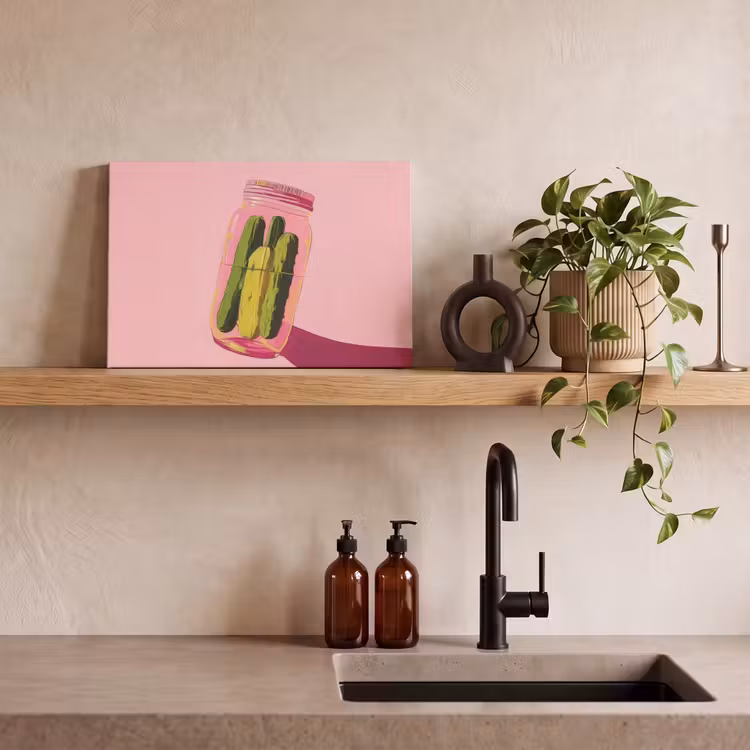 Canvas schilderij - Augurken - Pot - Schaduw - Roze — 3