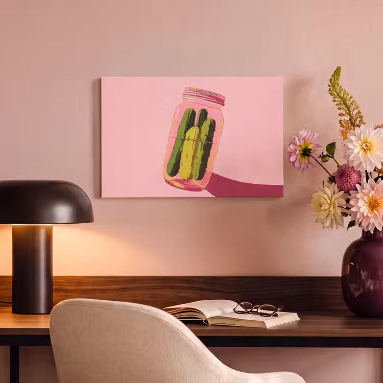 Canvas schilderij - Augurken - Pot - Schaduw - Roze — 4