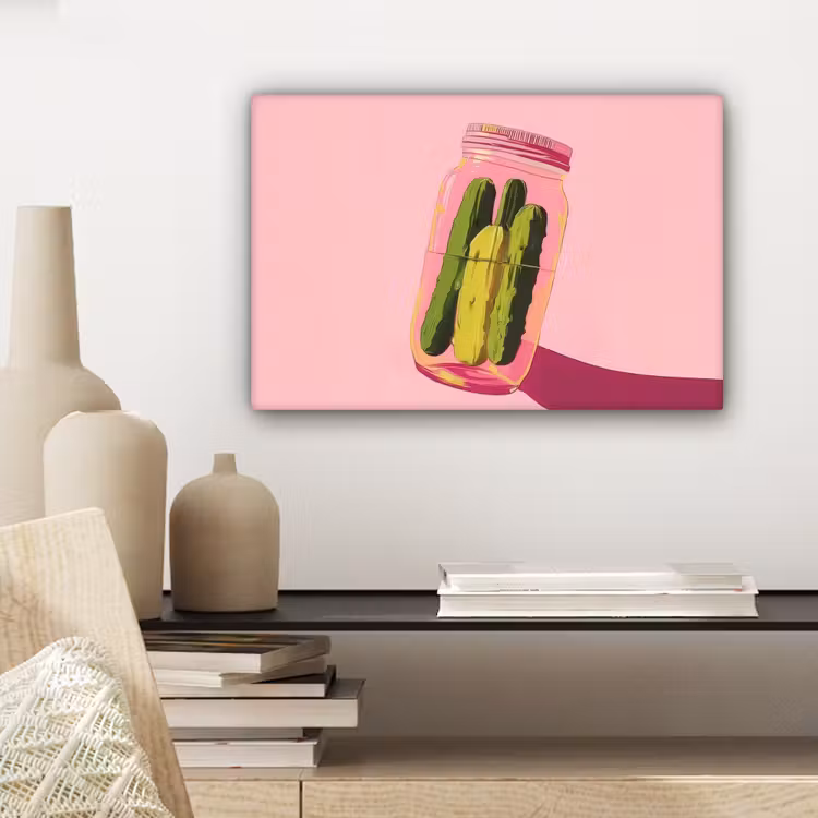 Canvas schilderij - Augurken - Pot - Schaduw - Roze — 5