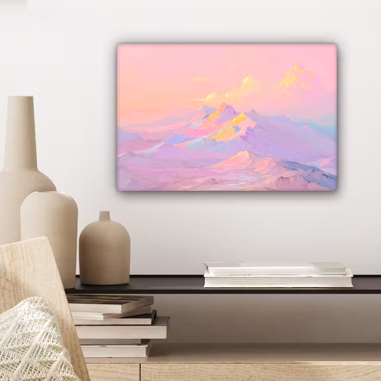 Canvas schilderij - Bergtoppen - Wolken - Dromerig — 5