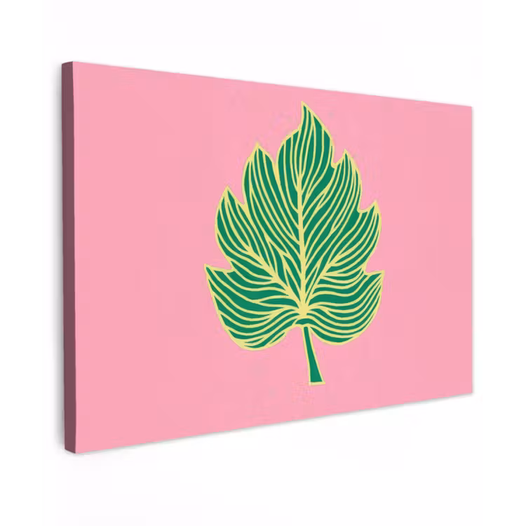 Canvas schilderij - Blad - Groen - Illustratie - Minimalistisch — 1