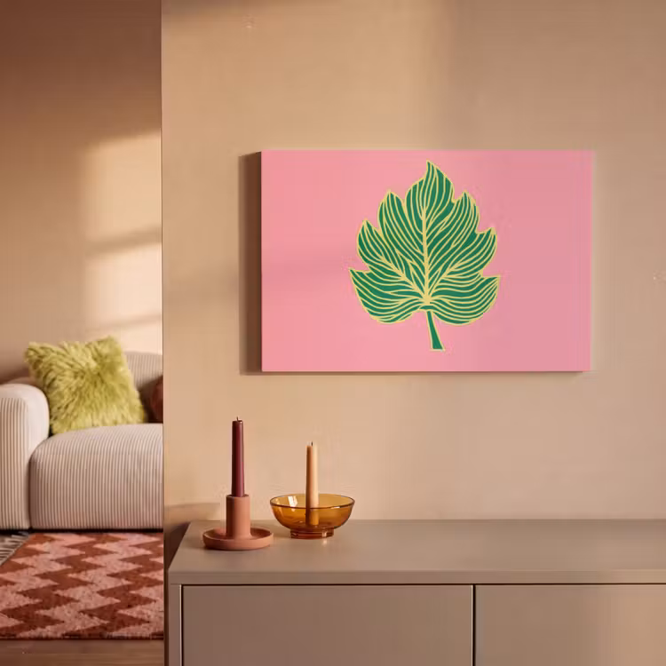 Canvas schilderij - Blad - Groen - Illustratie - Minimalistisch — 2