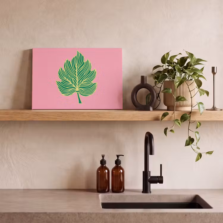 Canvas schilderij - Blad - Groen - Illustratie - Minimalistisch — 3
