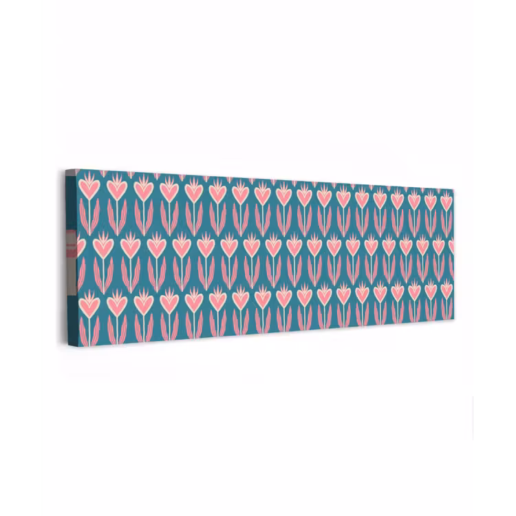 Canvas schilderij - Blauw - Retro - Patroon - Hartjes — 1