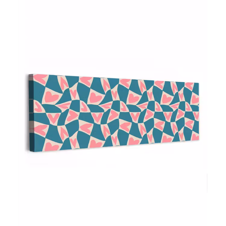 Canvas schilderij - Blauw - Vlakken - Patroon - Hartjes — 1