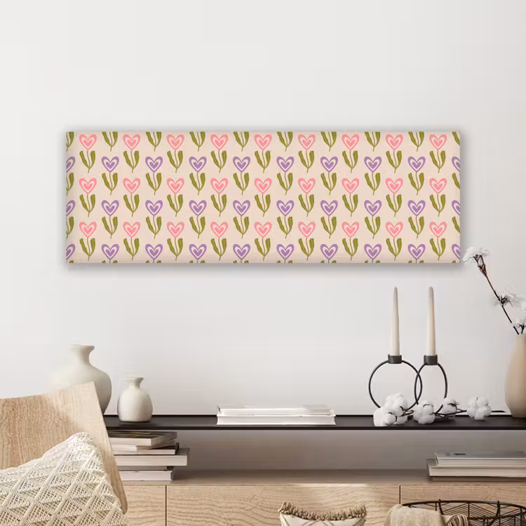 Canvas schilderij - Bloemen - Hartjes - Patroon — 5