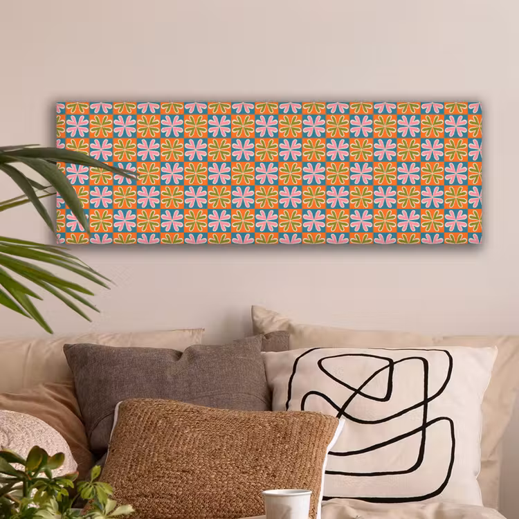Canvas schilderij - Bloemen - Retro - Patroon - Kleurrijk — 2