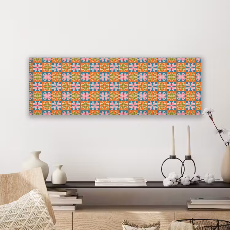 Canvas schilderij - Bloemen - Retro - Patroon - Kleurrijk — 5