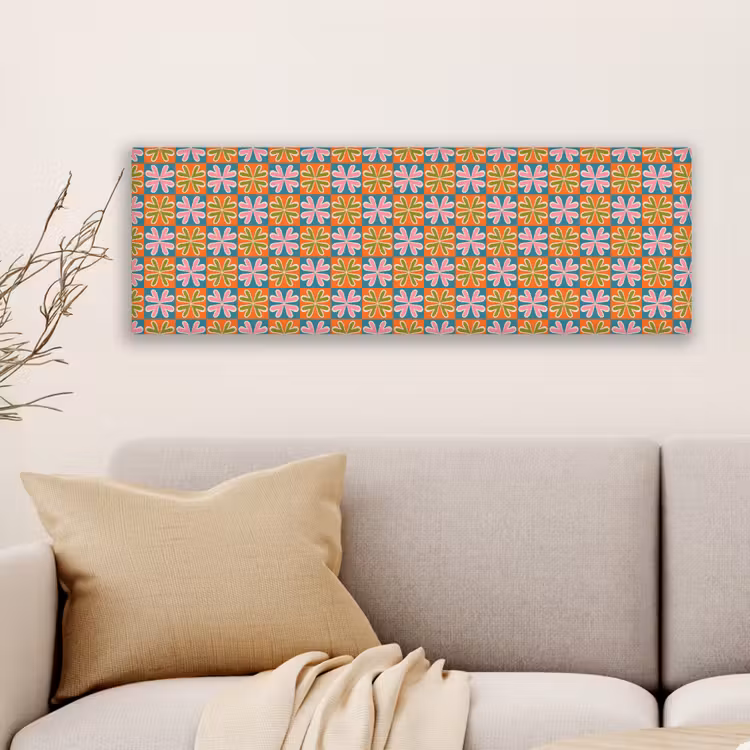 Canvas schilderij - Bloemen - Retro - Patroon - Kleurrijk — 6