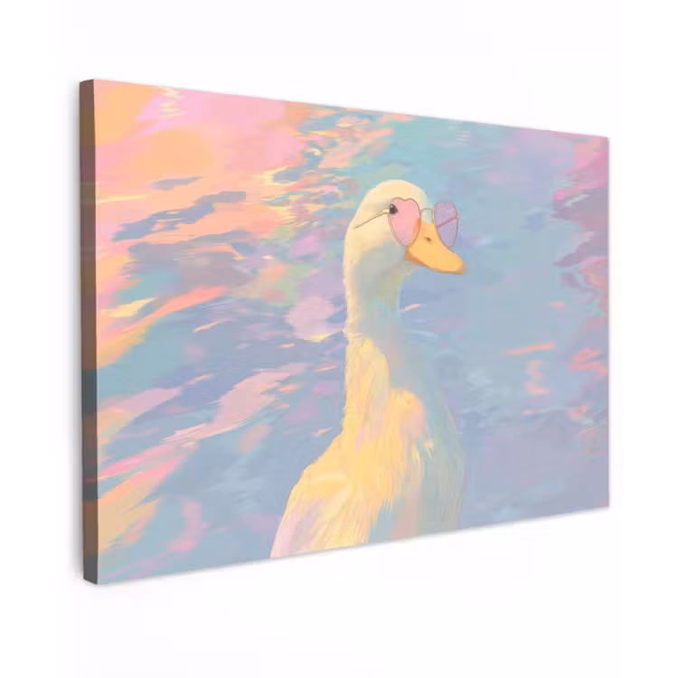 Canvas schilderij - Eend - Zonnebril - Water — 1