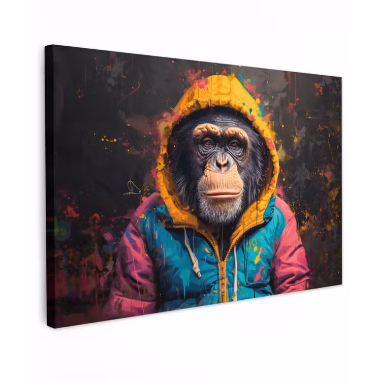 Canvas schilderij - Graffiti - Chimpansee - Jas - Aap - Verf — 1