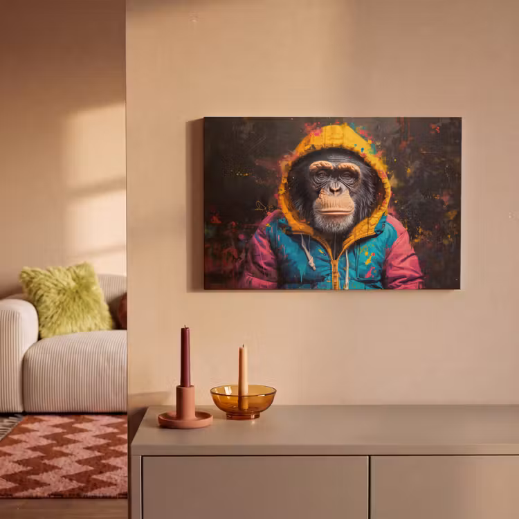 Canvas schilderij - Graffiti - Chimpansee - Jas - Aap - Verf — 2