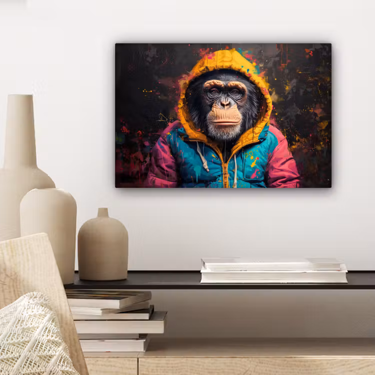 Canvas schilderij - Graffiti - Chimpansee - Jas - Aap - Verf — 5