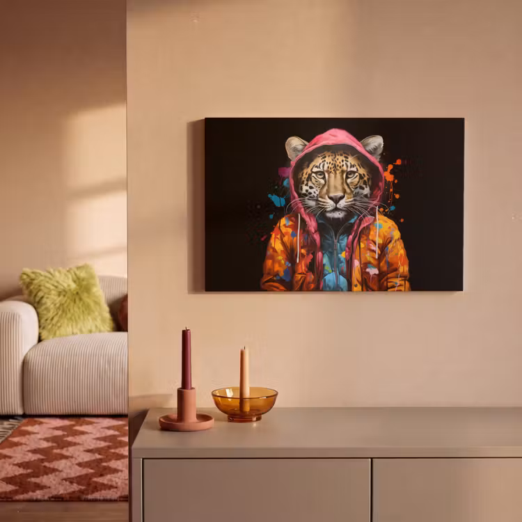 Canvas schilderij - Graffiti - Luipaard - Zwart - Jas — 2