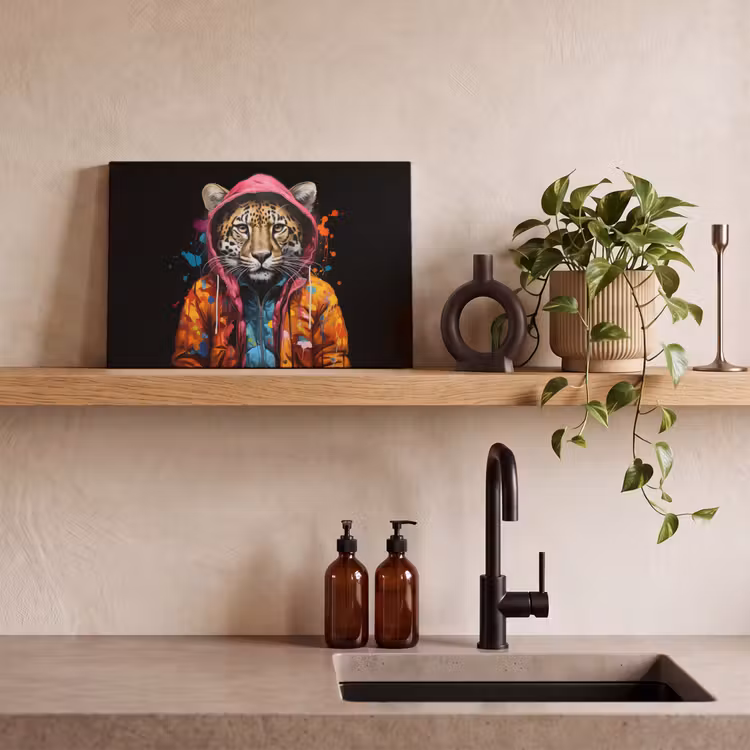 Canvas schilderij - Graffiti - Luipaard - Zwart - Jas — 3