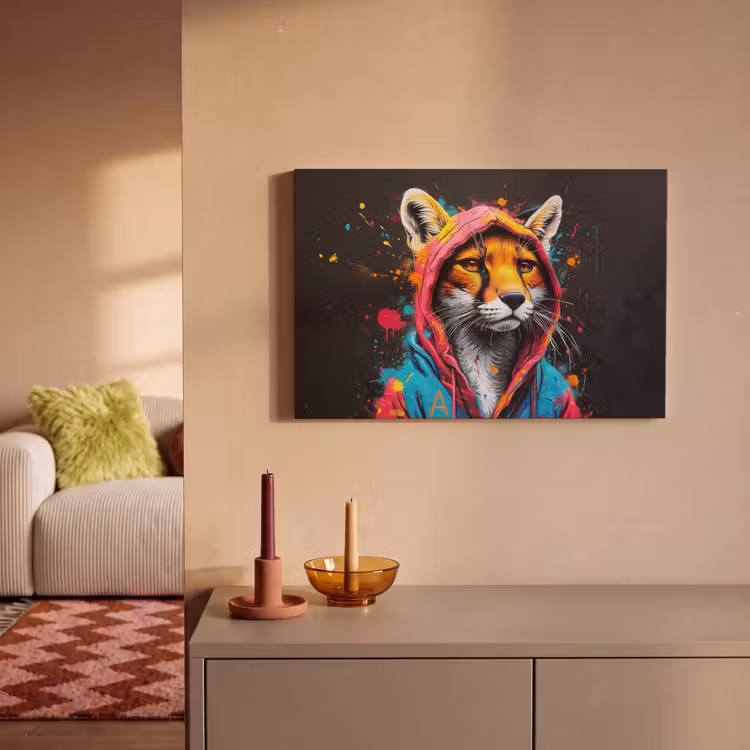 Canvas schilderij - Graffiti - Vos - Jas - Pop art — 2