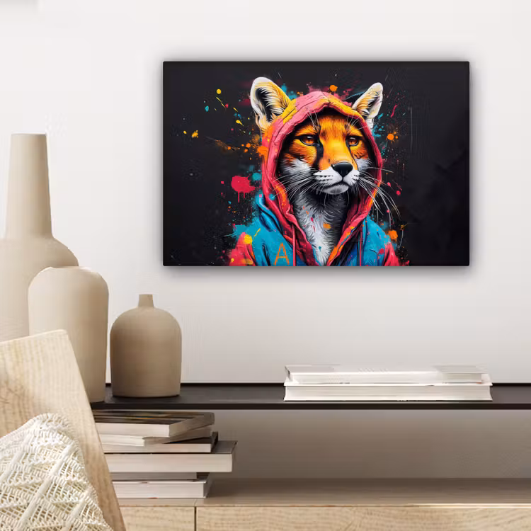 Canvas schilderij - Graffiti - Vos - Jas - Pop art — 5