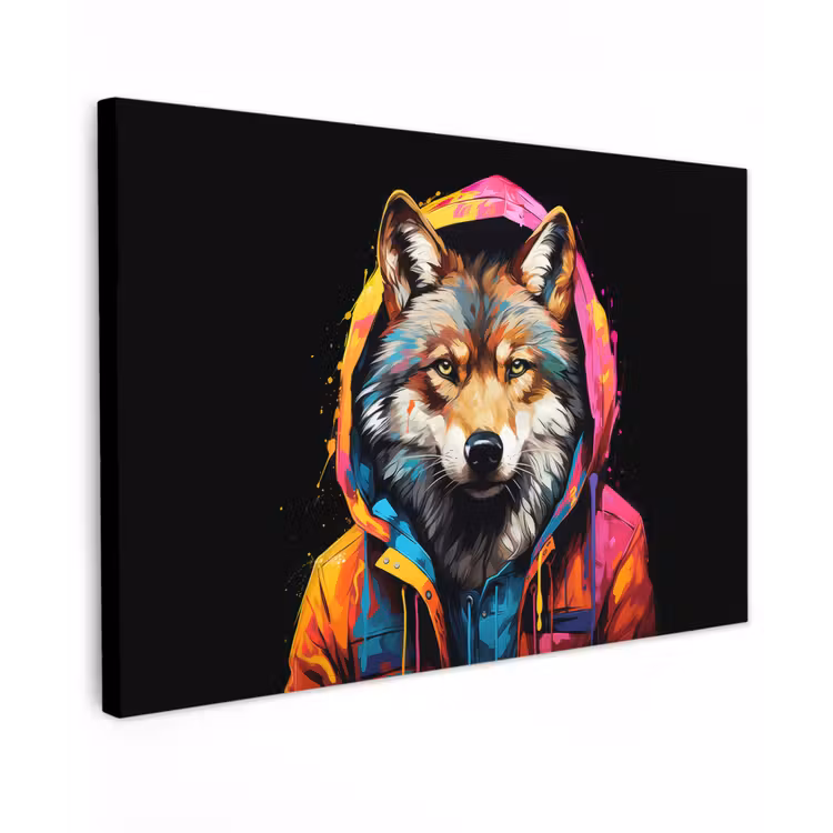 Canvas schilderij - Graffiti - Wolf - Jas - Zwart — 1