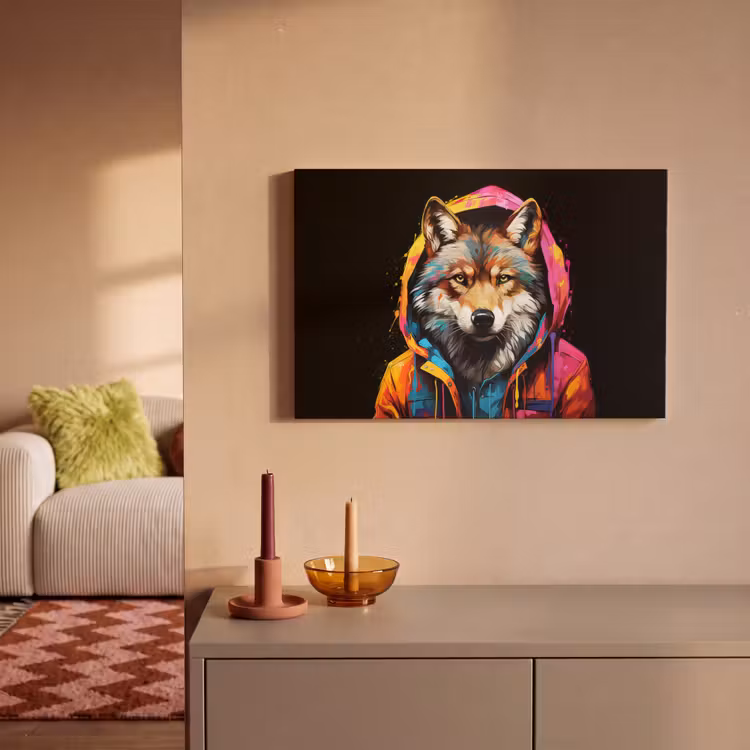 Canvas schilderij - Graffiti - Wolf - Jas - Zwart — 2