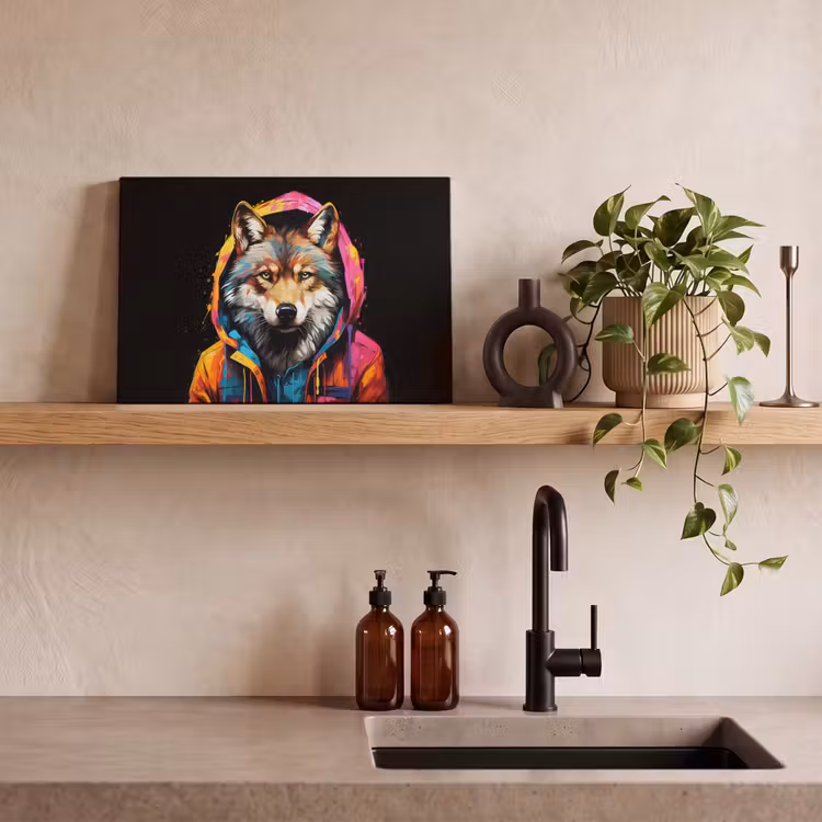 Canvas schilderij - Graffiti - Wolf - Jas - Zwart — 3