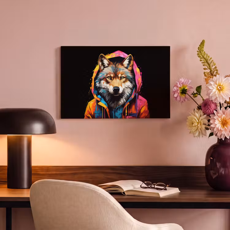 Canvas schilderij - Graffiti - Wolf - Jas - Zwart — 4