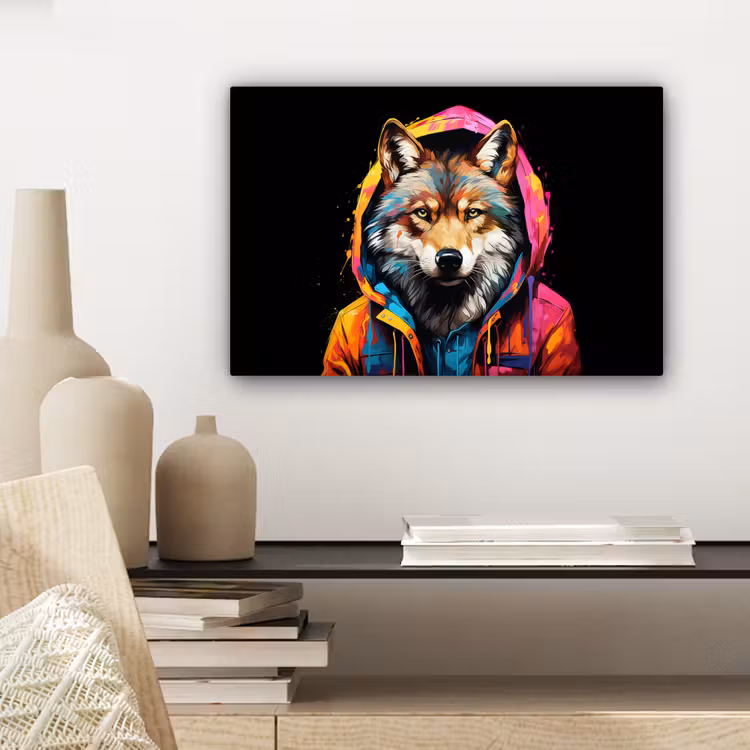 Canvas schilderij - Graffiti - Wolf - Jas - Zwart — 5