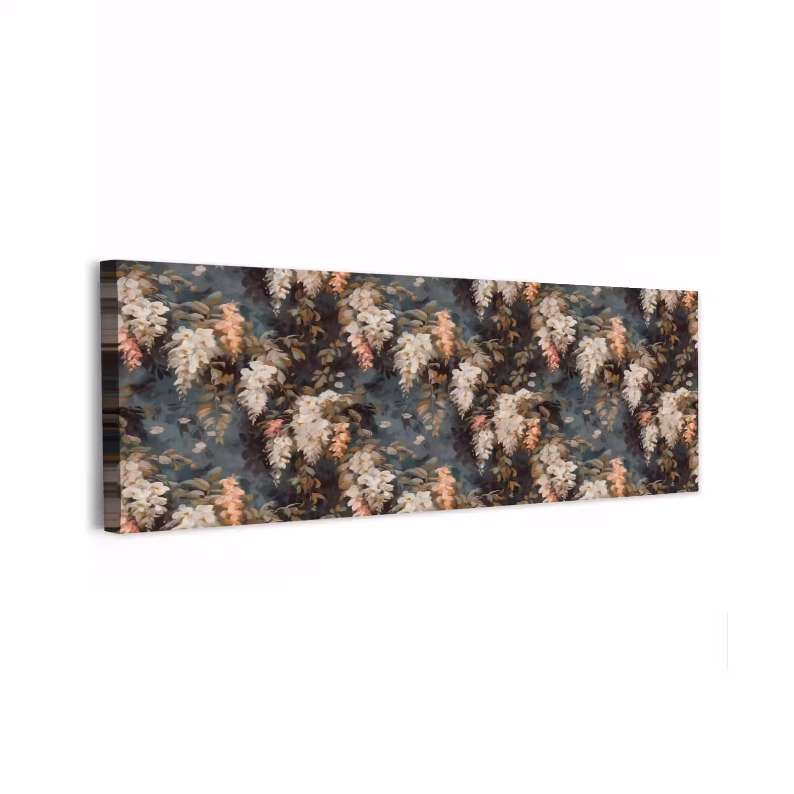 Canvas schilderij - Bloemen - Bladeren - Donker - Patroon — 1