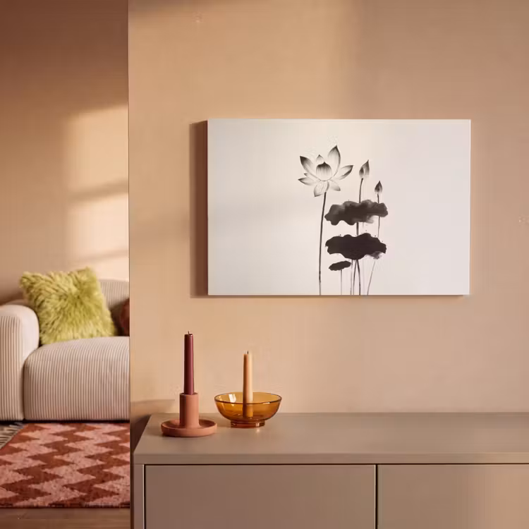 Canvas schilderij - Bladeren - Zwart - Lotusbloem - Minimalitisch — 2