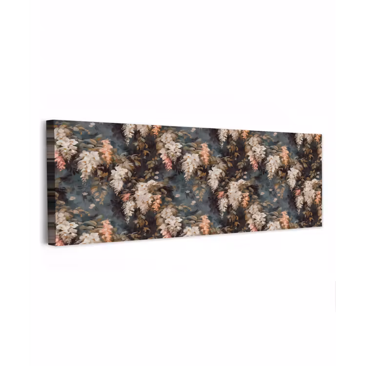 Canvas schilderij - Bloemen - Bladeren - Donker - Patroon — 1