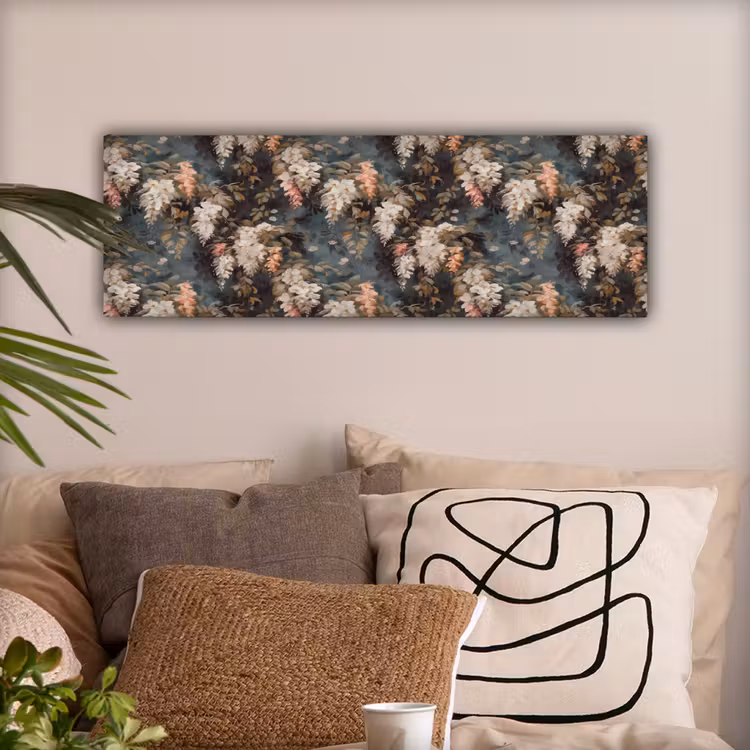Canvas schilderij - Bloemen - Bladeren - Donker - Patroon — 2
