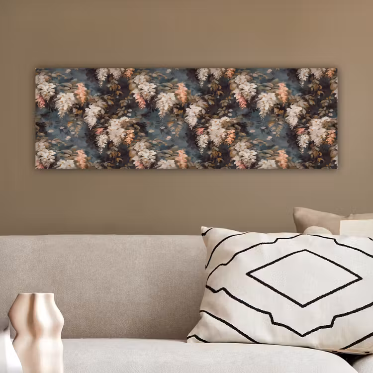 Canvas schilderij - Bloemen - Bladeren - Donker - Patroon — 3