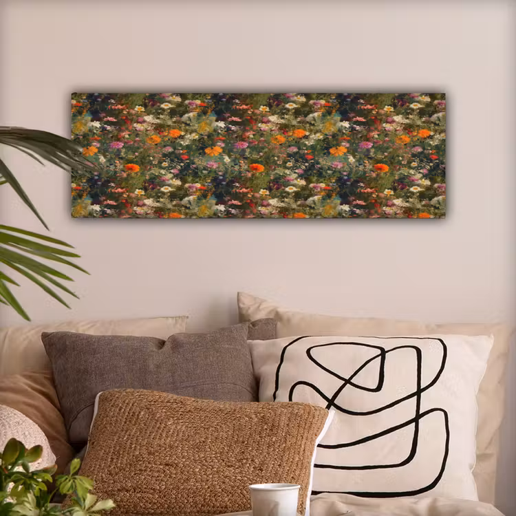 Canvas schilderij - Bloemenveld - Kleuren - Verf — 2