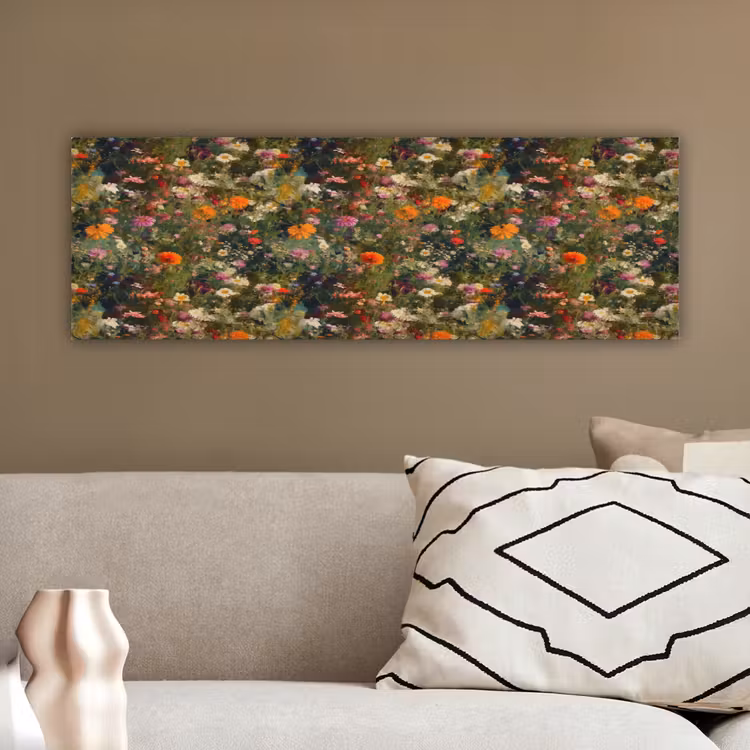 Canvas schilderij - Bloemenveld - Kleuren - Verf — 3
