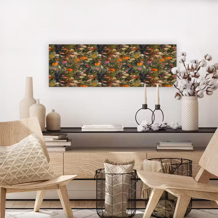 Canvas schilderij - Bloemenveld - Kleuren - Verf — 5