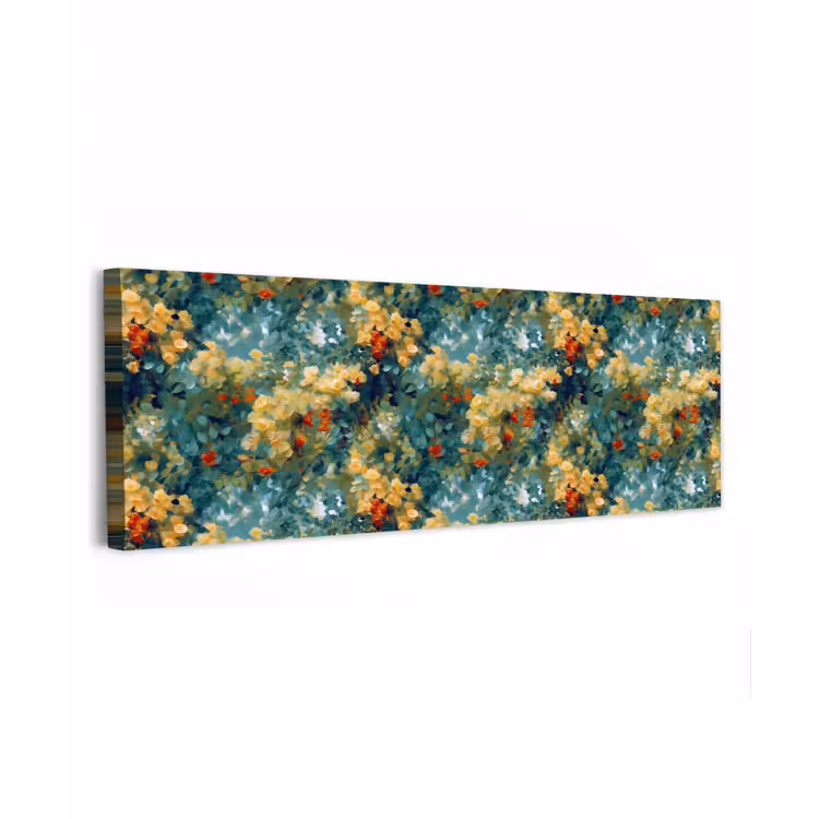 Canvas schilderij - Geel - Bloemen - Groen - Bladeren — 1