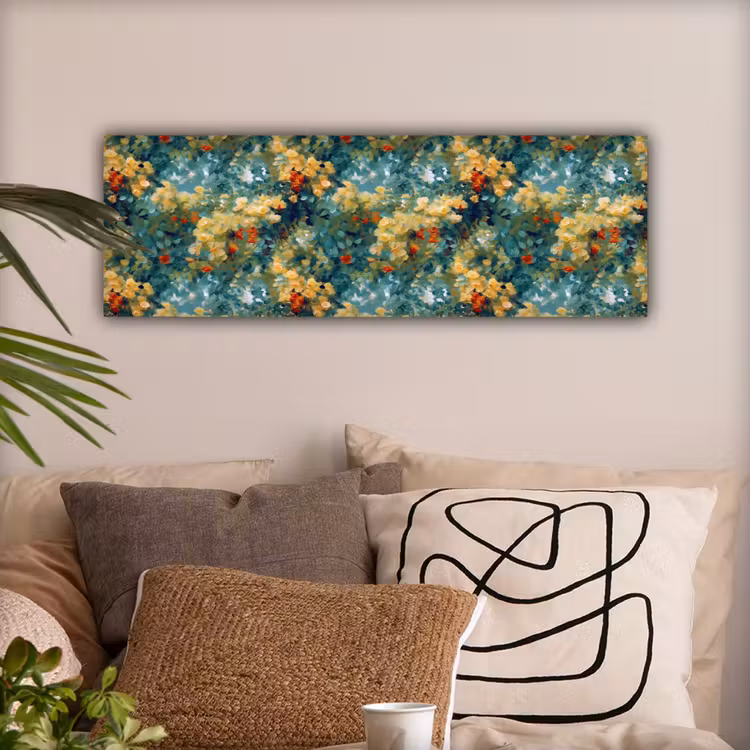 Canvas schilderij - Geel - Bloemen - Groen - Bladeren — 2